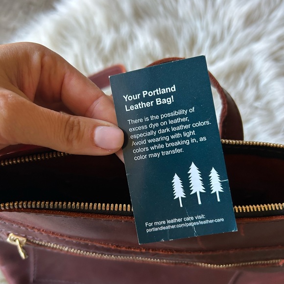 Portland Leather Tote Backpack Large Dark Brown Cherry genuine leather zip NEW - Picture 4 of 14